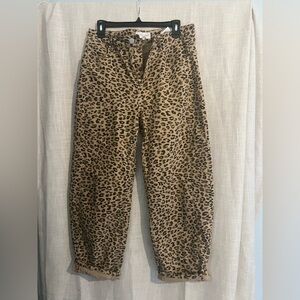 Risen leopard Barrel leg jeans